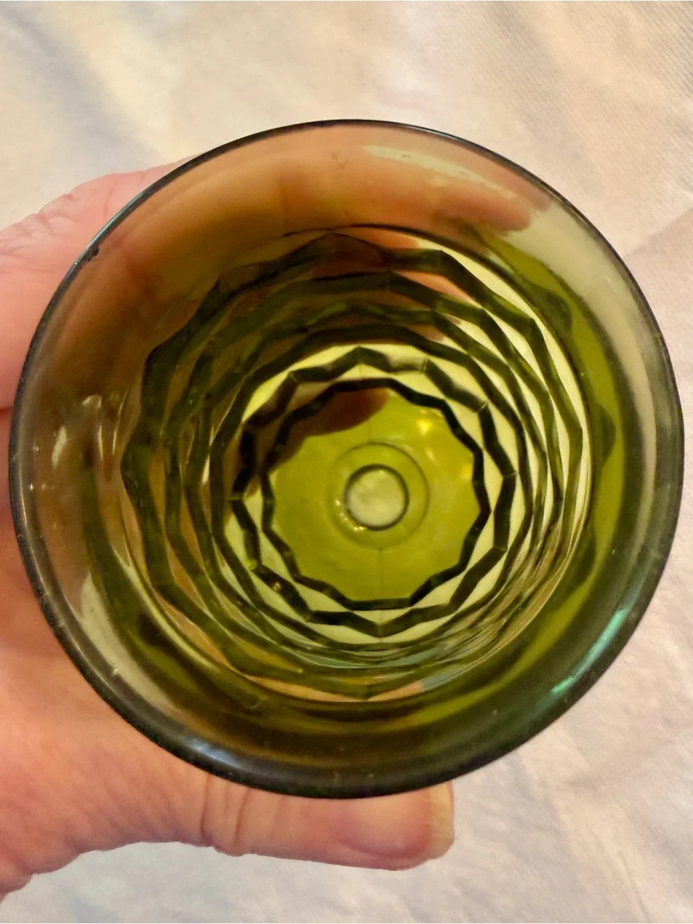 Vintage Indiana Glass Diamond Point Green Goblets Set of 4